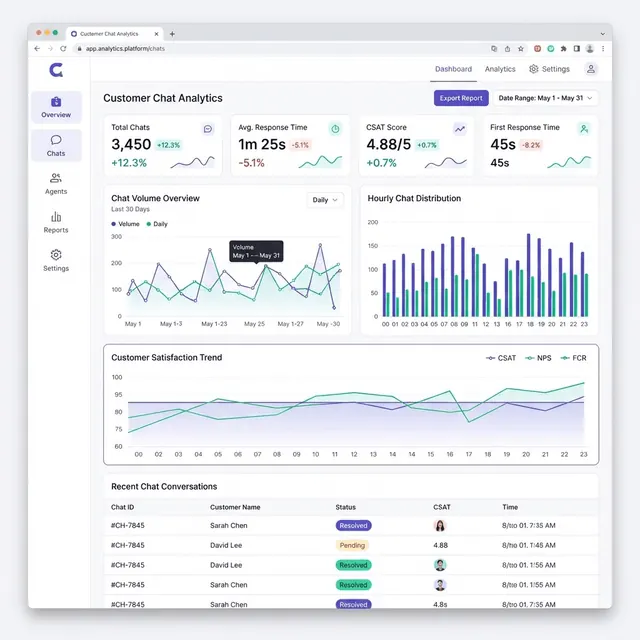SETCONNEQ analytics dashboard with conversation metrics
